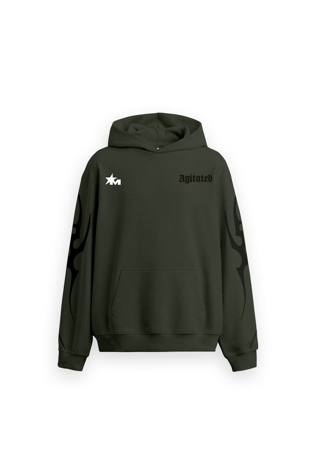 Reckless Printed Oversized Green Hoodie Main Character
