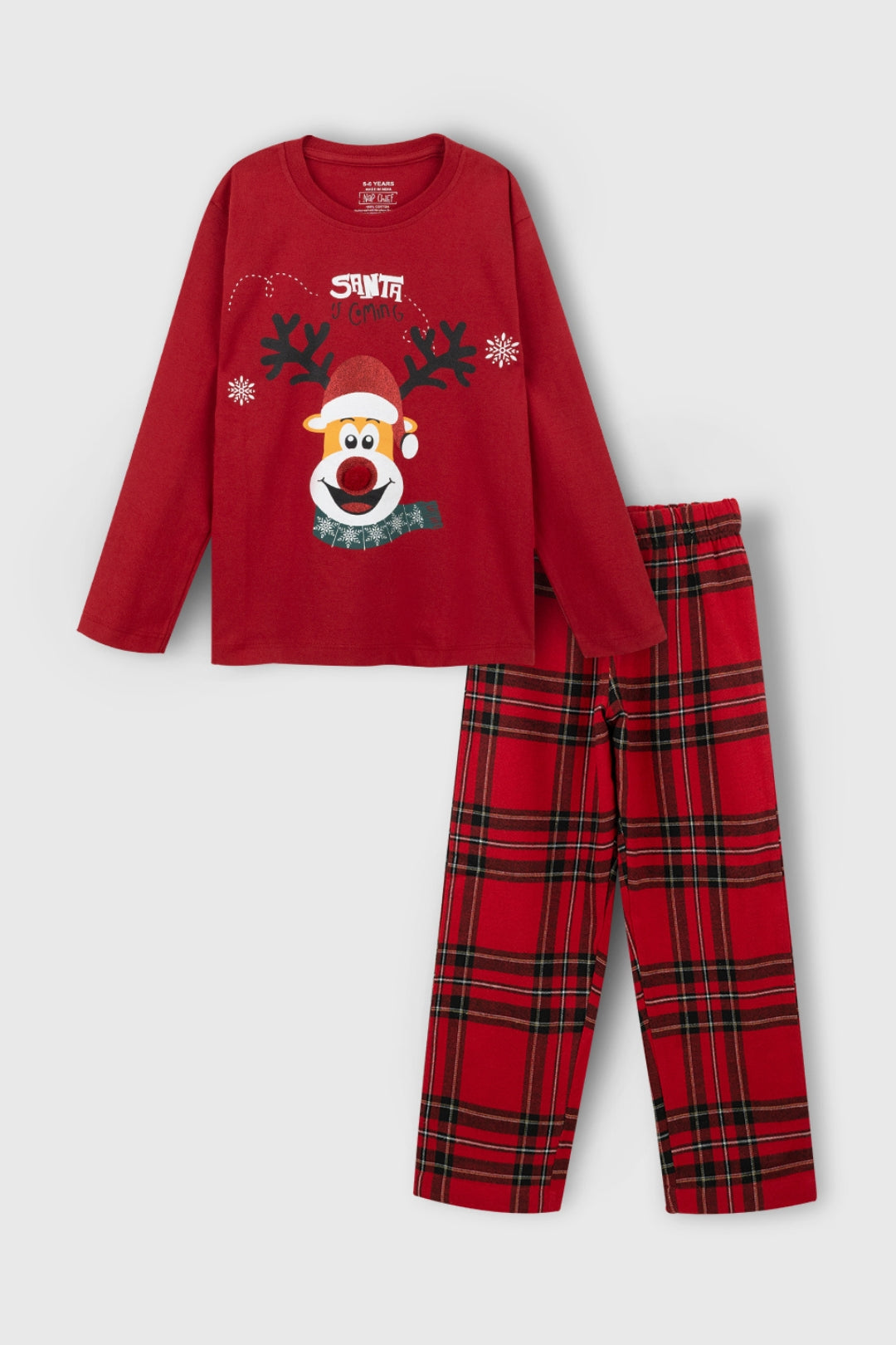 Red Nose Reindeer Pajama Set for Family Nap Chief