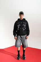 Black Oversized Printed Aura Hoodie Main Character