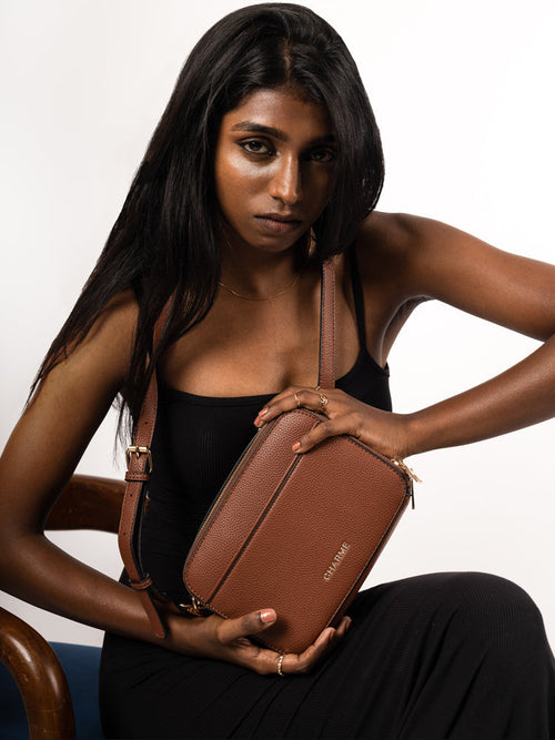 Boxed & Bold Brown Sling Bag Charme
