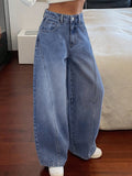 Dusty Cloud Blue Panelled Wide Leg Jeans