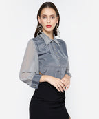 Leaf Embroidered Crop Shirt