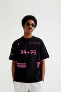 34+35 Heavyweight Round Neck Oversized Black T-Shirt Main Character