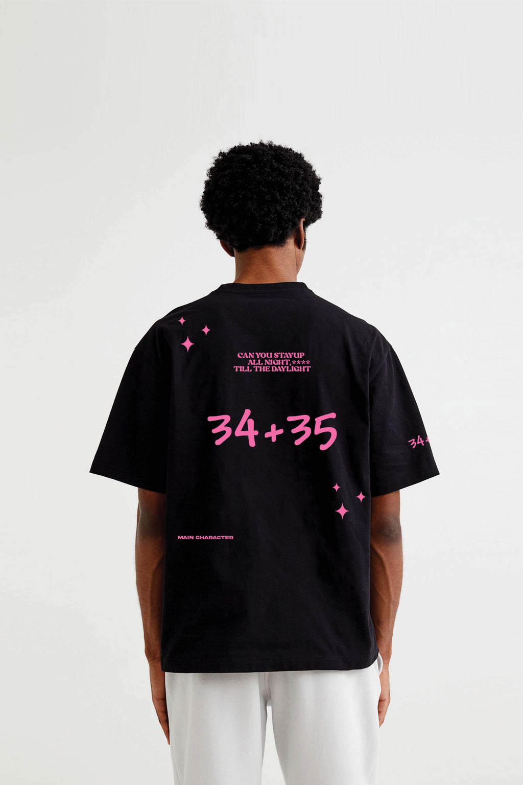 34+35 Heavyweight Round Neck Oversized Black T-Shirt Main Character