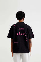34+35 Heavyweight Round Neck Oversized Black T-Shirt Main Character