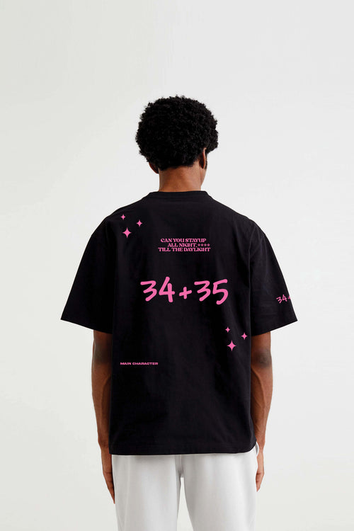 34+35 Heavyweight Round Neck Oversized Black T-Shirt