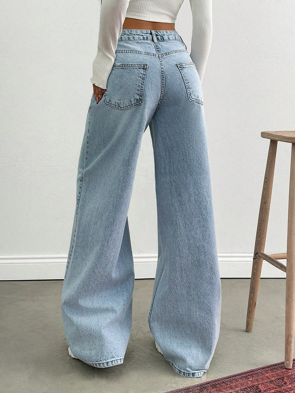 80s Light Blue Washed Super Wide Leg Jeans Stylish Wodrobe