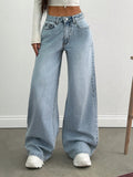 80s Light Blue Washed Super Wide Leg Jeans Stylish Wodrobe