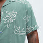 Box-Fit Floral Bloom Linen Shirt in Lust Sage