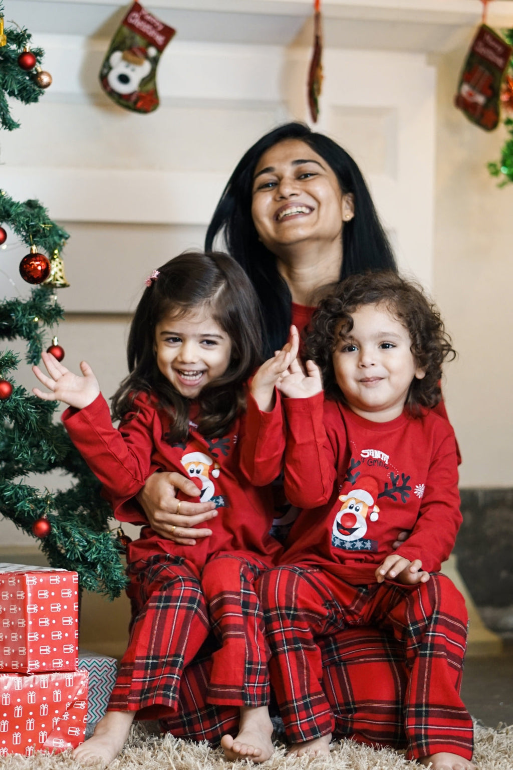 Red Nose Reindeer Pajama Set for Family Nap Chief