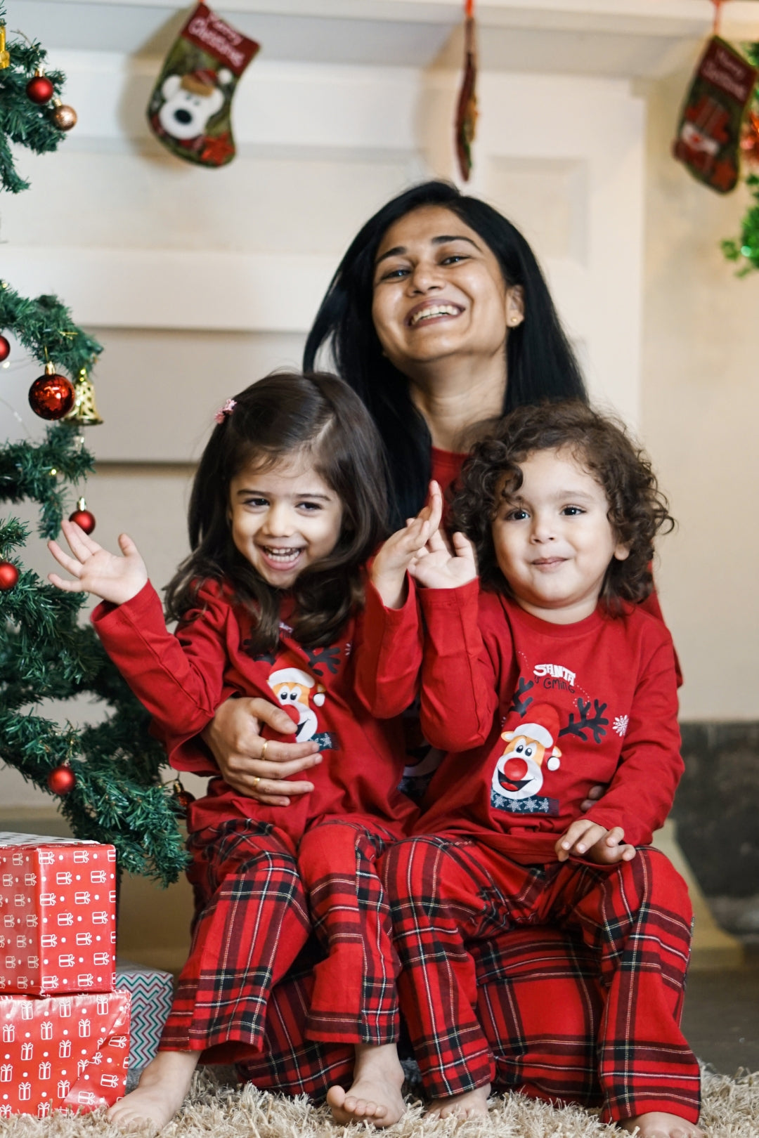 Red Nose Reindeer Pajama Set for Family Nap Chief