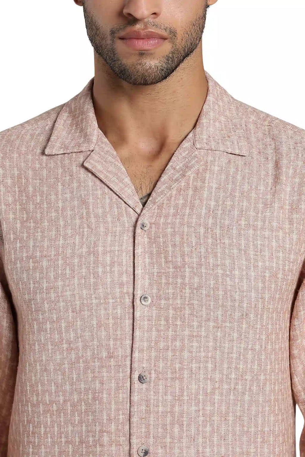 Dusty Rose Jacquard Slim Fit Shirt