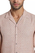 Dusty Rose Jacquard Slim Fit Shirt