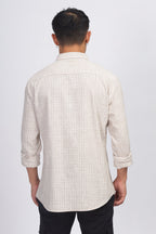 Uri Light Brown Gingham Check Cotton Shirt Uri