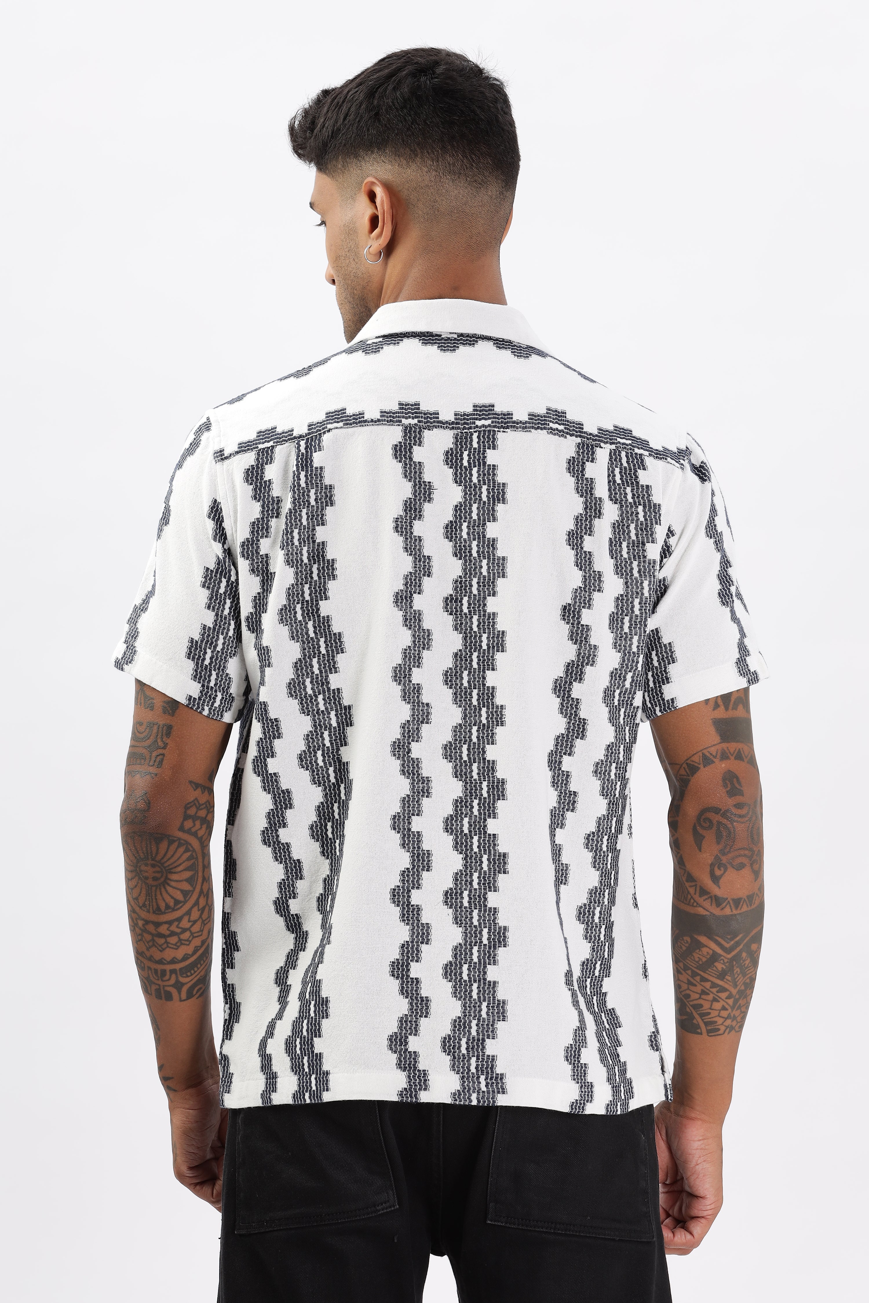 White Crochet Resort Fit Cotton Shirt Uri