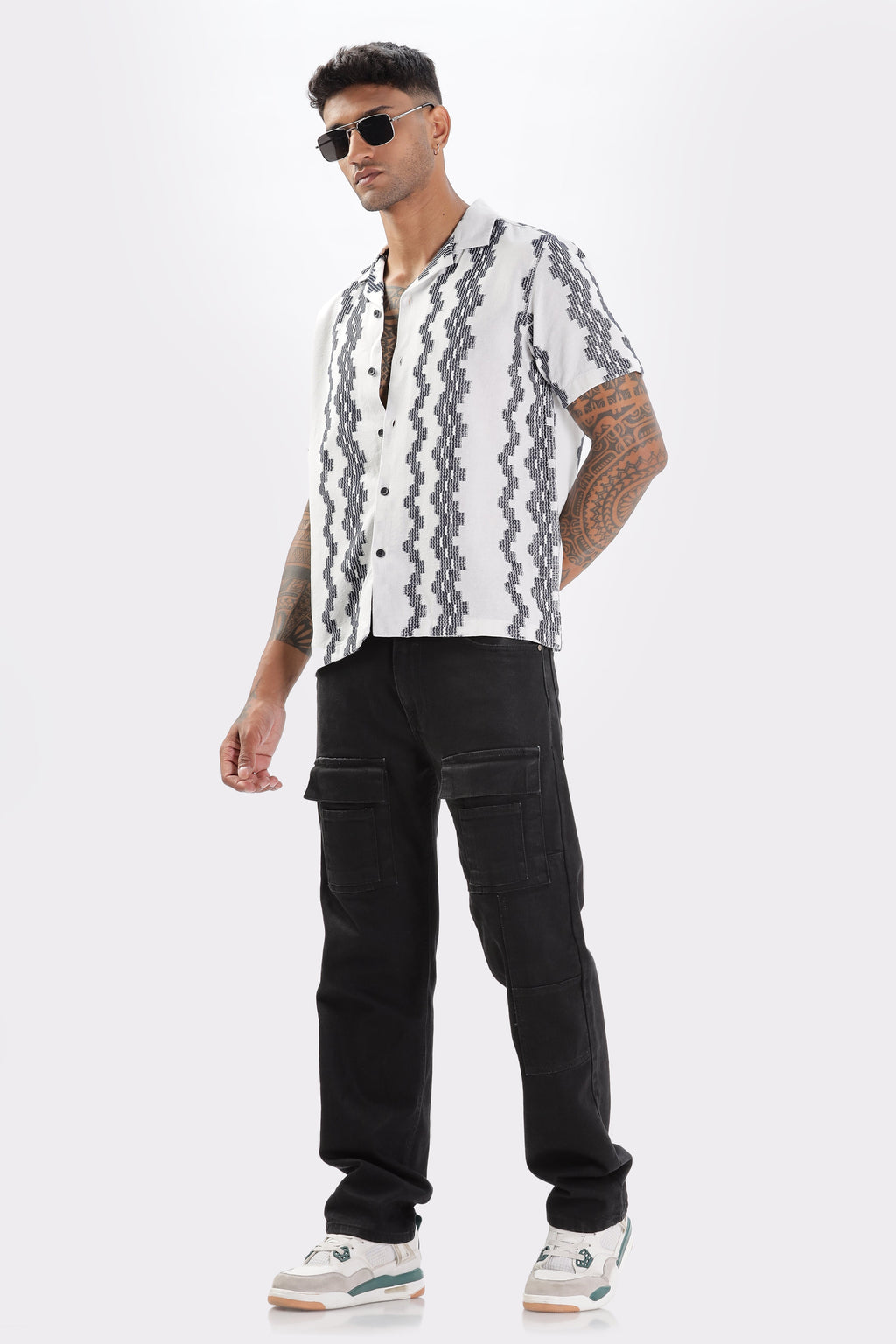 White Crochet Resort Fit Cotton Shirt Uri
