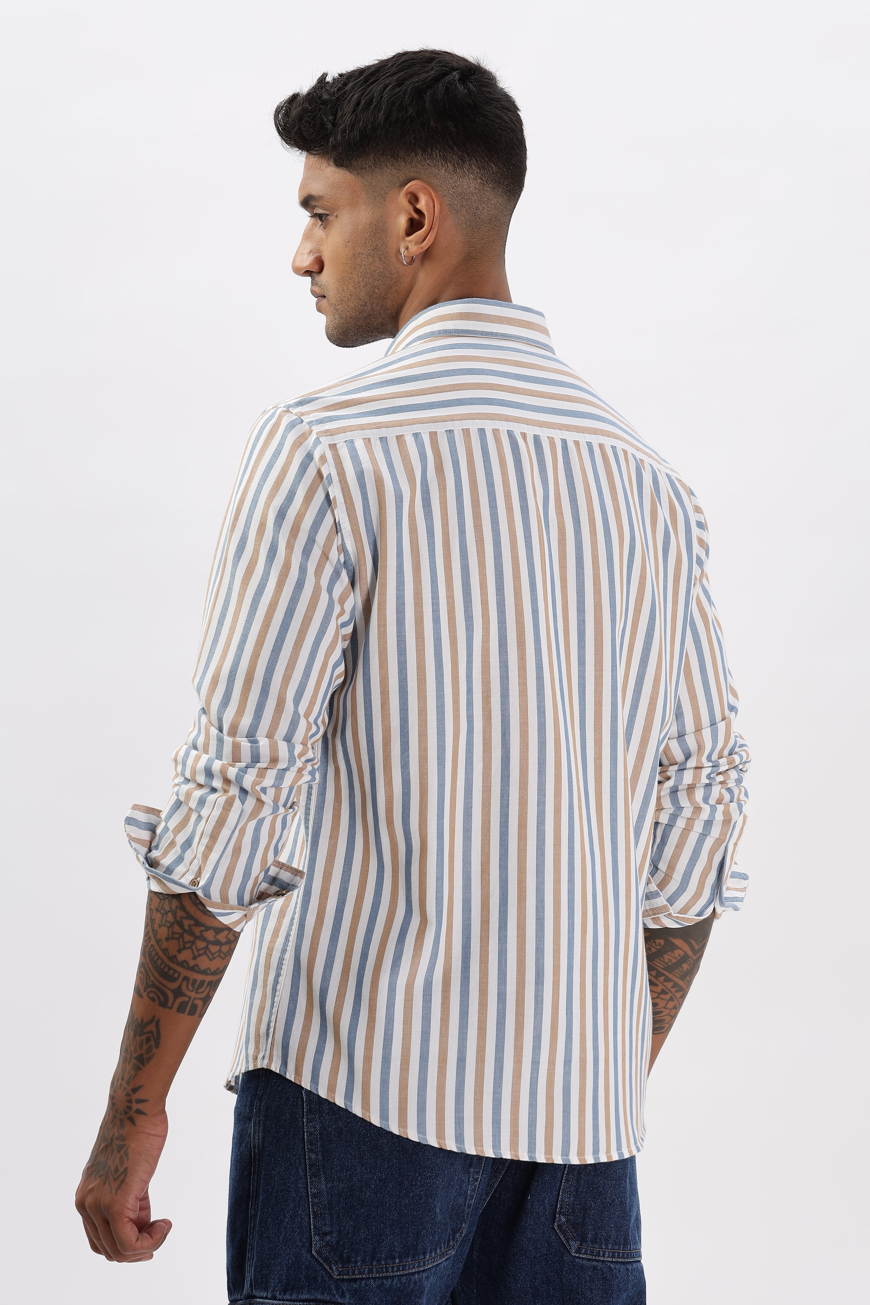 Uri Multicolor Vertical Stripe Casual Cotton Shirt Uri