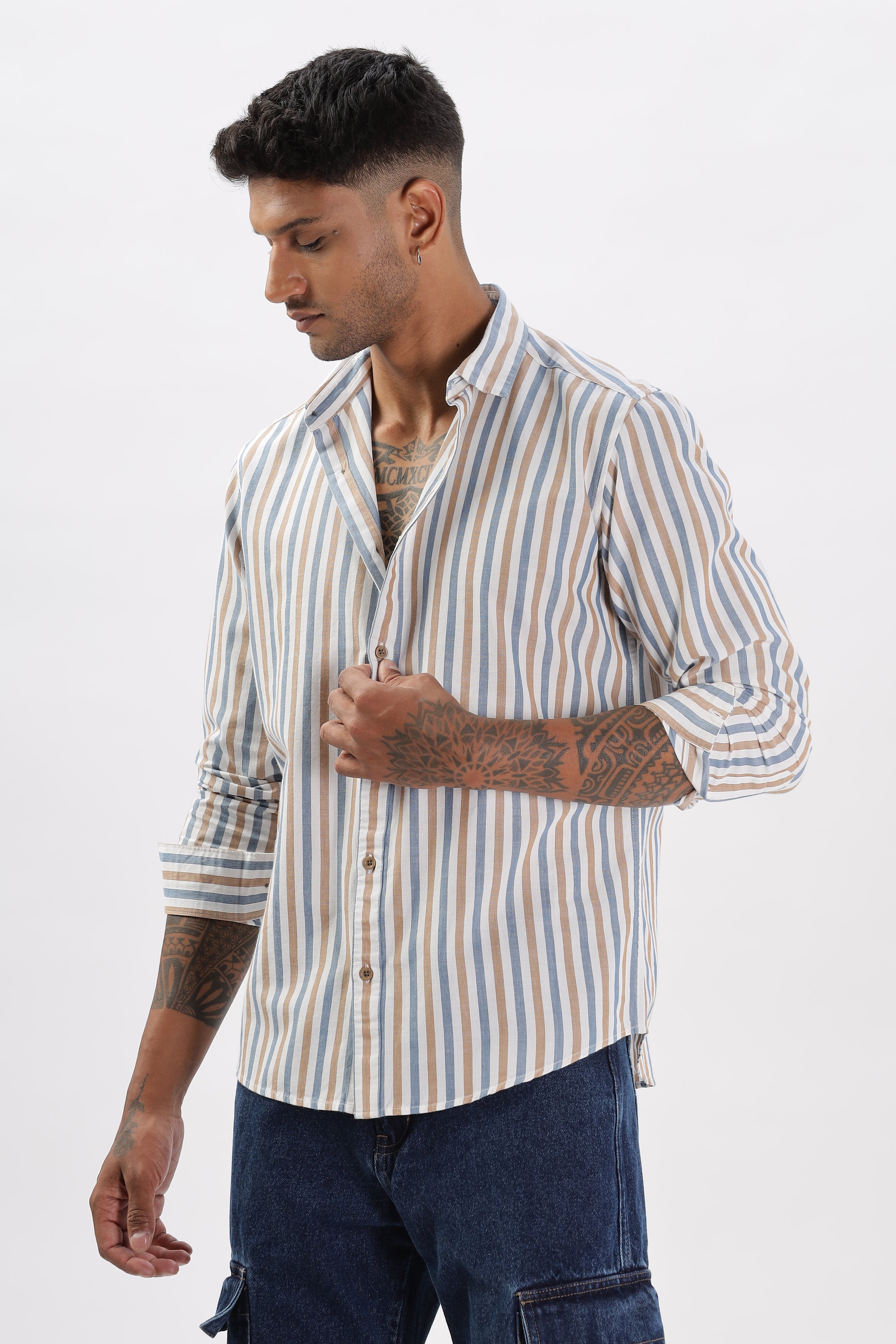 Uri Multicolor Vertical Stripe Casual Cotton Shirt Uri