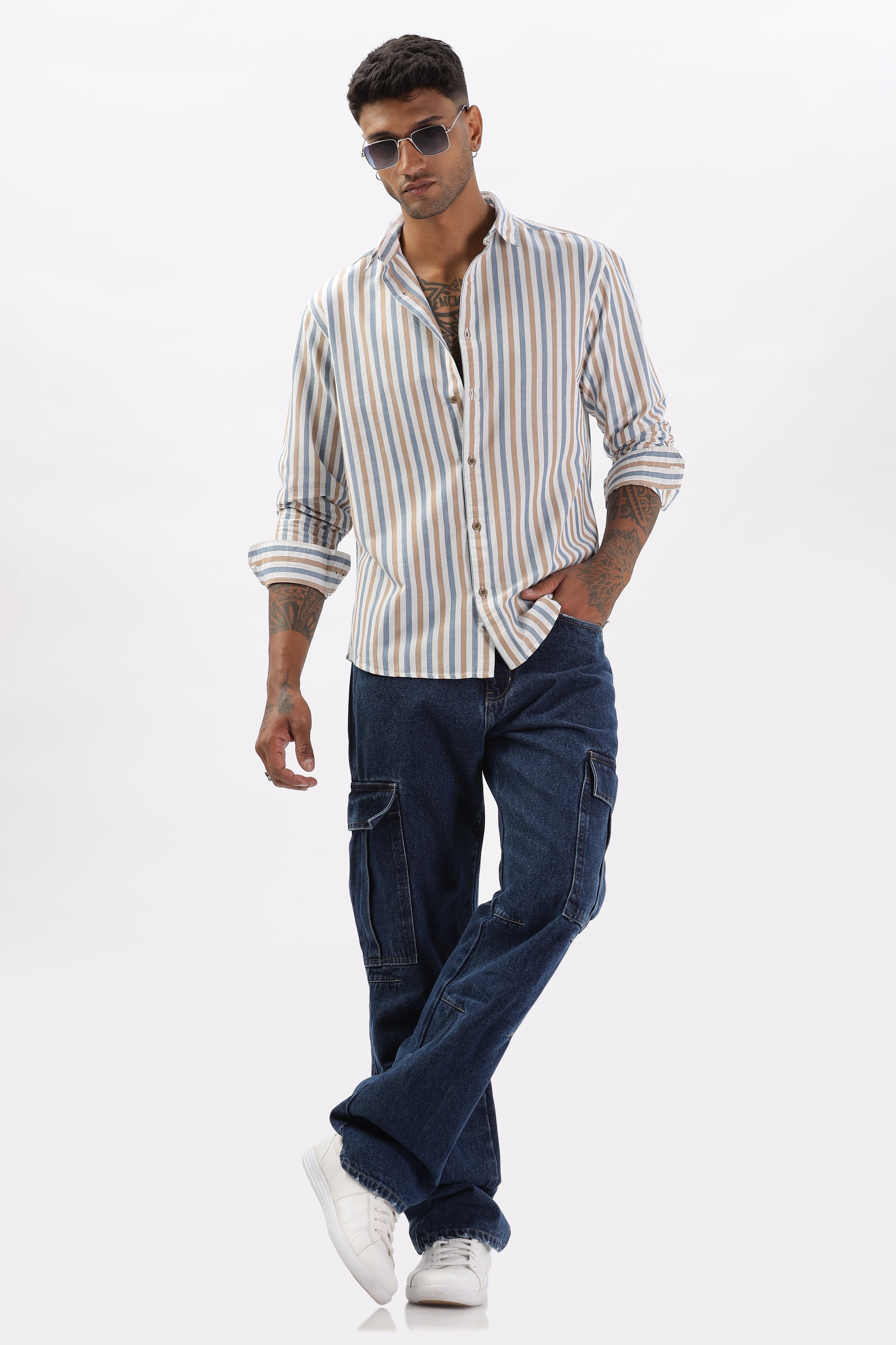 Uri Multicolor Vertical Stripe Casual Cotton Shirt Uri