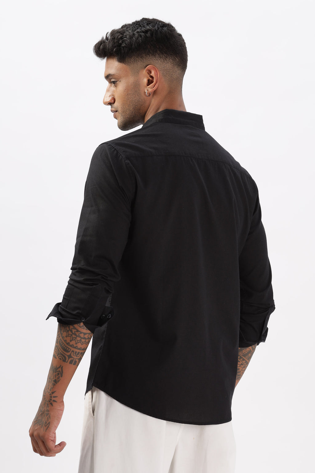Uri Black Dobby Textured Casual Shirt Uri