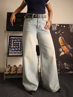 80s Cool Blue Tinted Super Wide Leg Jeans Stylish Wodrobe