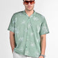 Box-Fit Floral Bloom Linen Shirt in Lust Sage