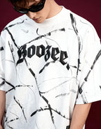 White Brushstroke Drip Oversized Tshirt