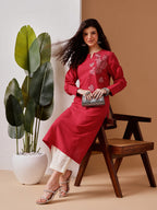 Barara Women’s Peach Embroidered Kurta
