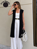 Black Self Textured Drop Needle Sleeveless Shrug