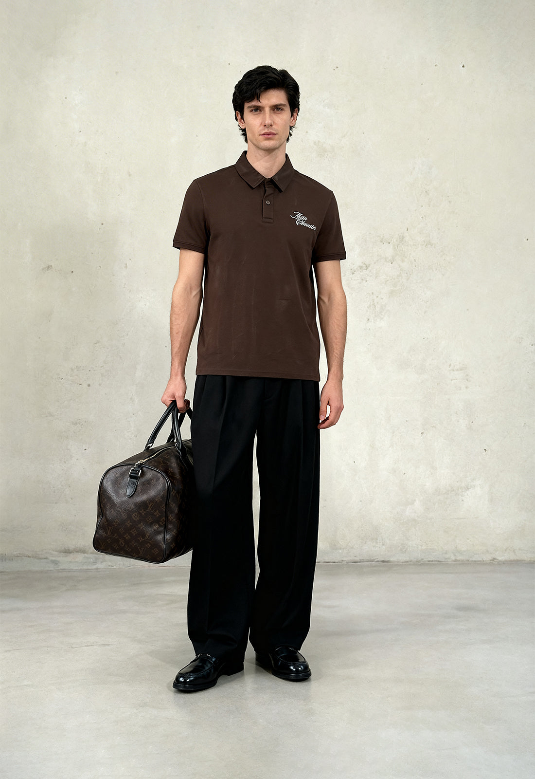 Brown French-Terry Polo T-Shirt