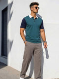 Teal Blue Contrast Half Sleeve Polo T-Shirt