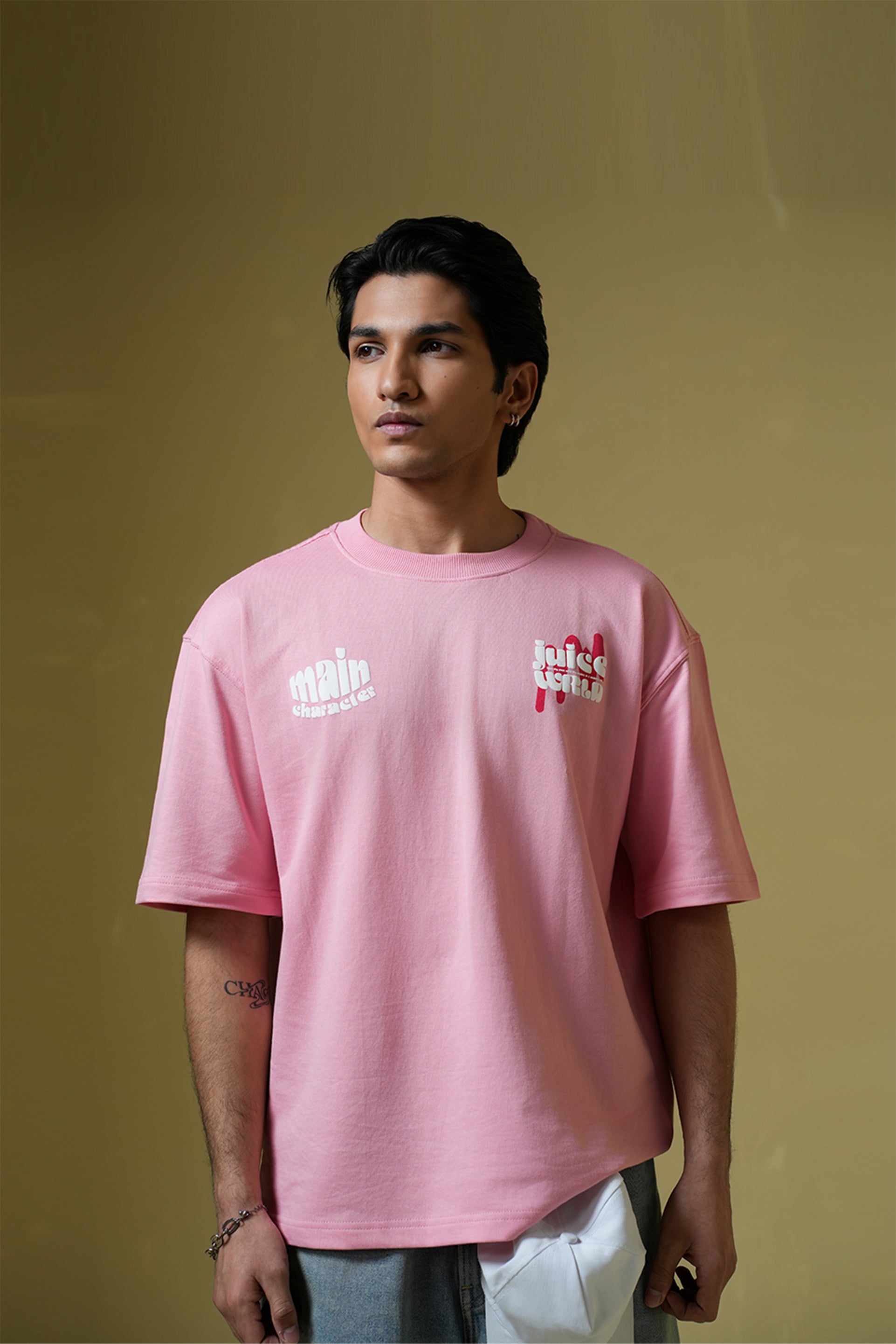Wishing Well Printed Pink Oversized T-shirt