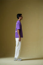 Wait For Nobody Printed Purple Oversized T-Shirt Main Character