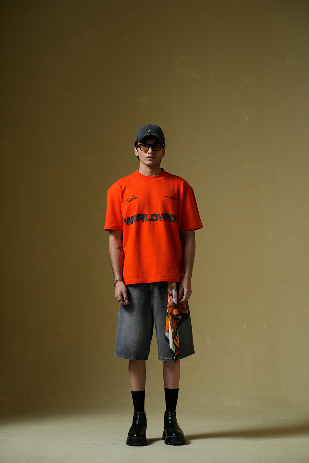 Worldwide Printed Orange Oversized T-Shirt Main Character