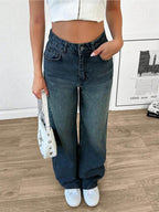 Cyber Blue Tinted Wide Leg Jeans Stylish Wodrobe