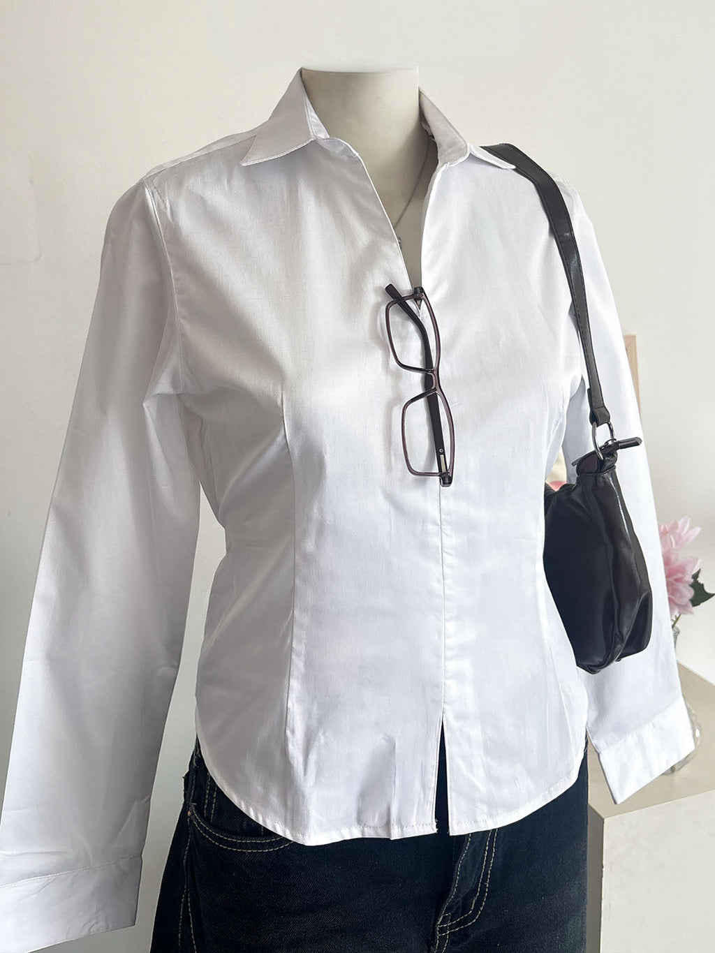 Vanilla White Corset Fitted Shirt