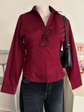 Cherry Red Corset Fitted Shirt