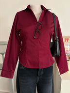 Cherry Red Corset Fitted Shirt