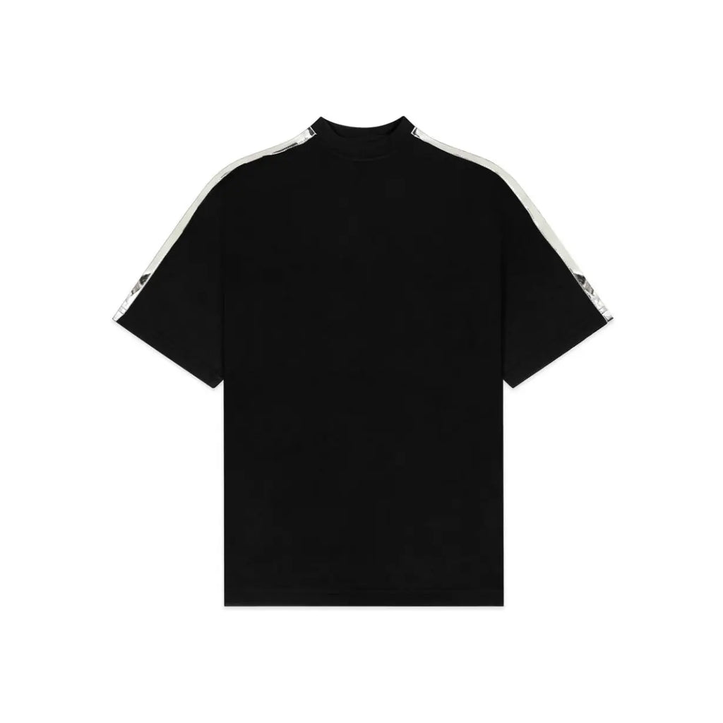Unisex Round Neck Silver Lining Black T-Shirt Kreflct