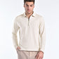 Mercerised Jacquard Full Sleeve Polo in Biscotti Beige