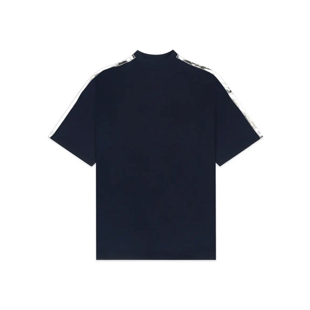 Unisex Round Neck Silver Lining Navy Blue T-Shirt Kreflct