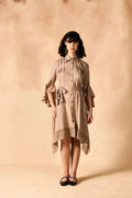 Handkerchief Hem Sash-Tie Belt Linen Shirtdress