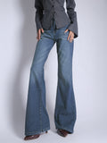 Galactic Blue Tinted Y2K Bootcut Jeans Stylish Wodrobe