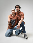 Loin des Yeux, Loin du Cœur Printed Brown T-Shirt Boozee