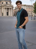 Teal Pique Cut Away Collar Regular Fit Polo T-Shirt