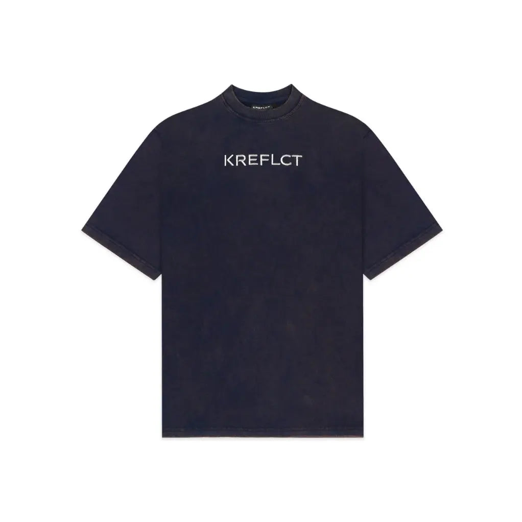 Unisex Round Neck Navy Blue Washed T-Shirt Kreflct