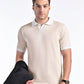 Mercerised Jacquard Polo in Biscotti Beige