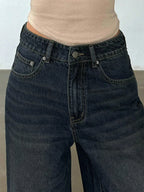 Retro Slate Blue Washed Super Wide Leg Jeans Stylish Wodrobe