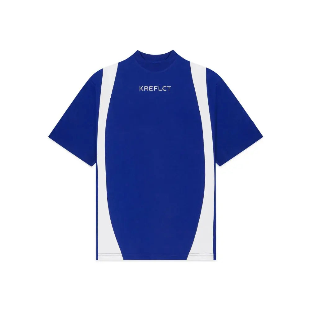 Unisex Embroidered Logo Blue & White Splits T-Shirt Kreflct