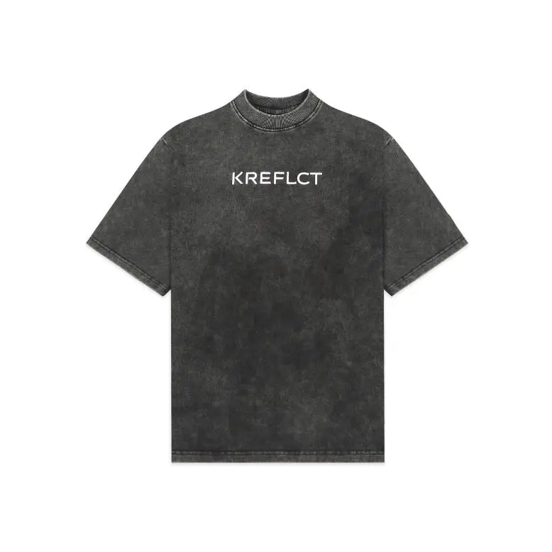 Unisex Round Neck Black Washed T-Shirt Kreflct